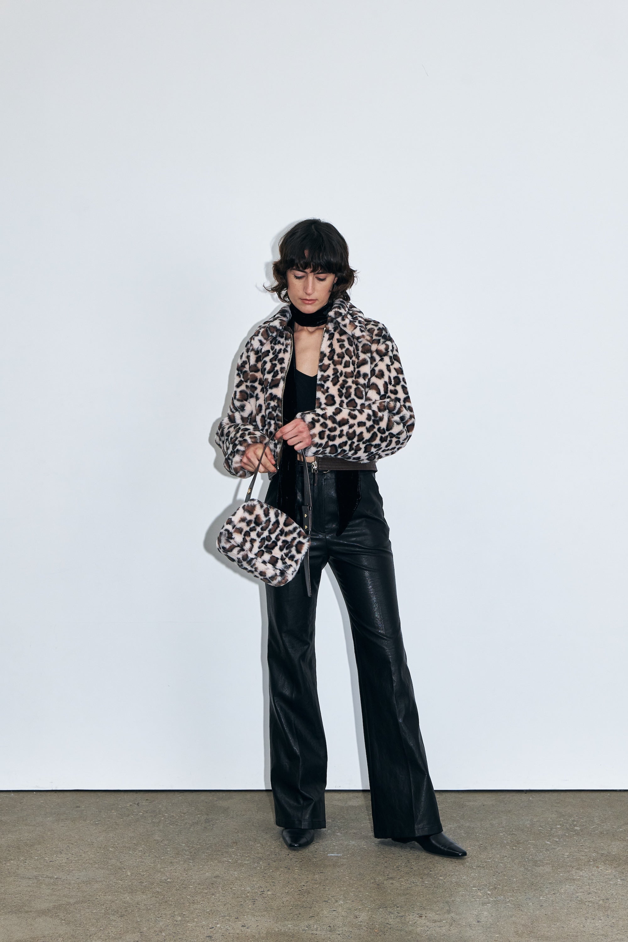 Eco-friendly Leopard Fur Shoulder Bag