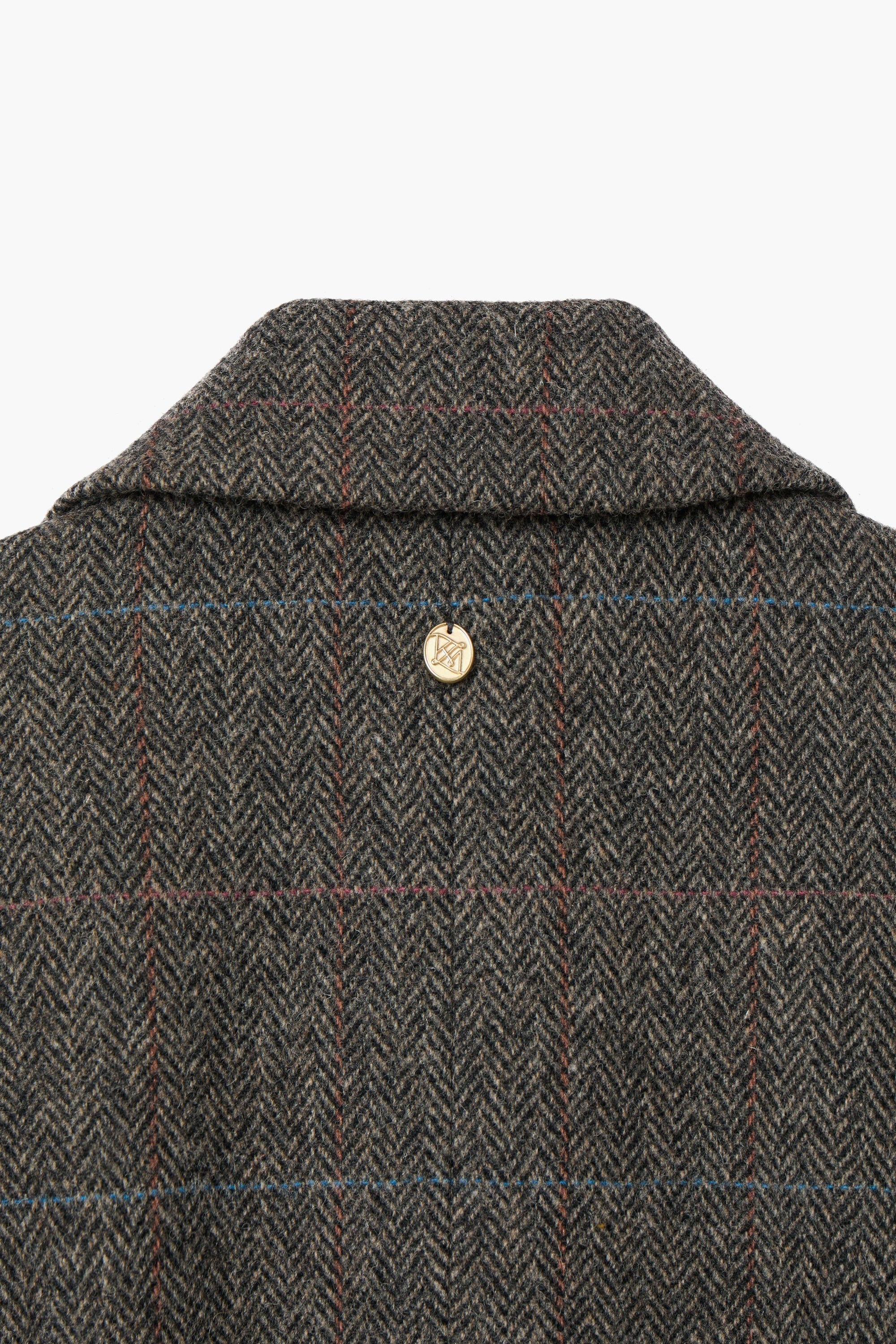 One Button Herringbone Wool Jacket