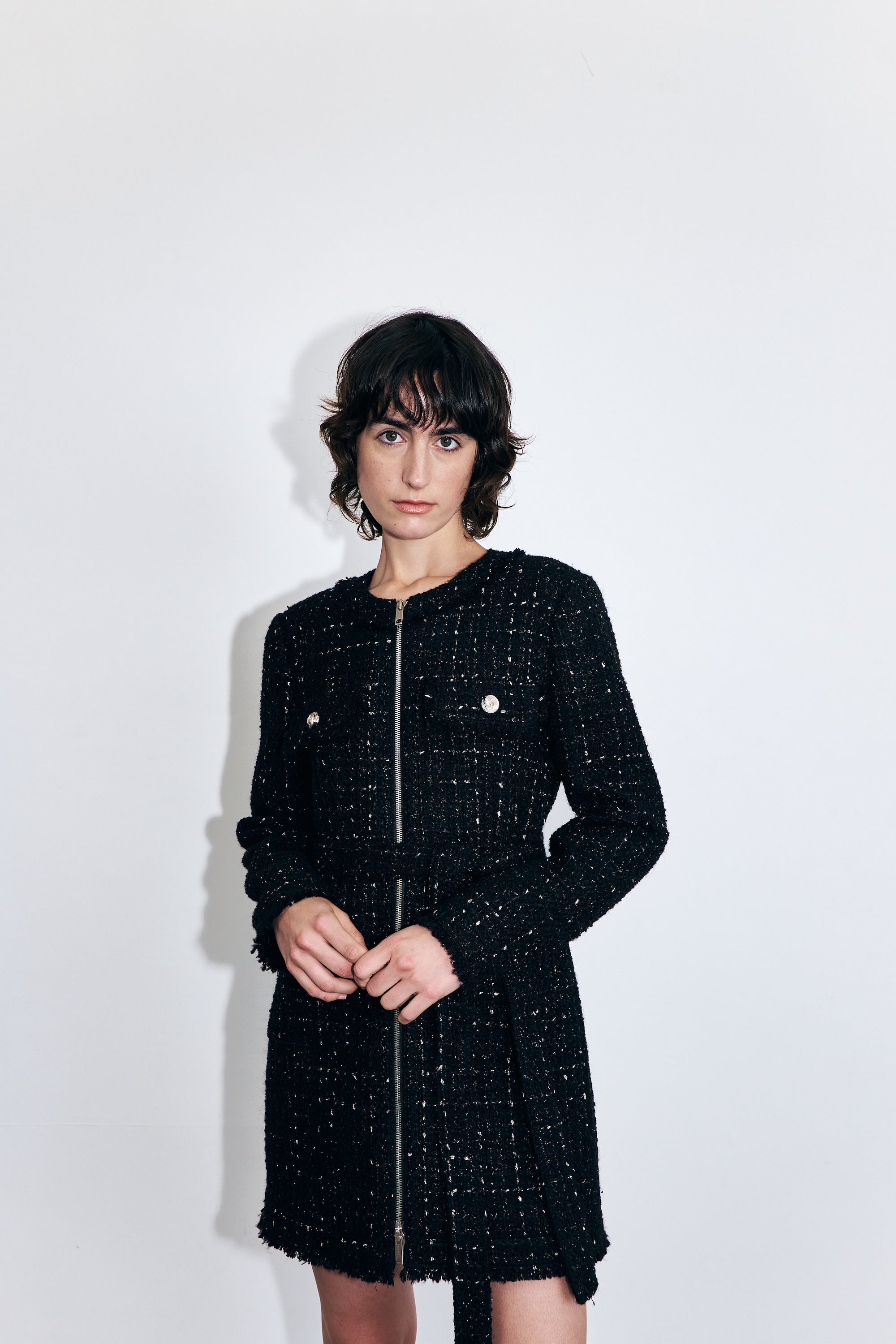 Tweed Zip-up Dress and Jacket