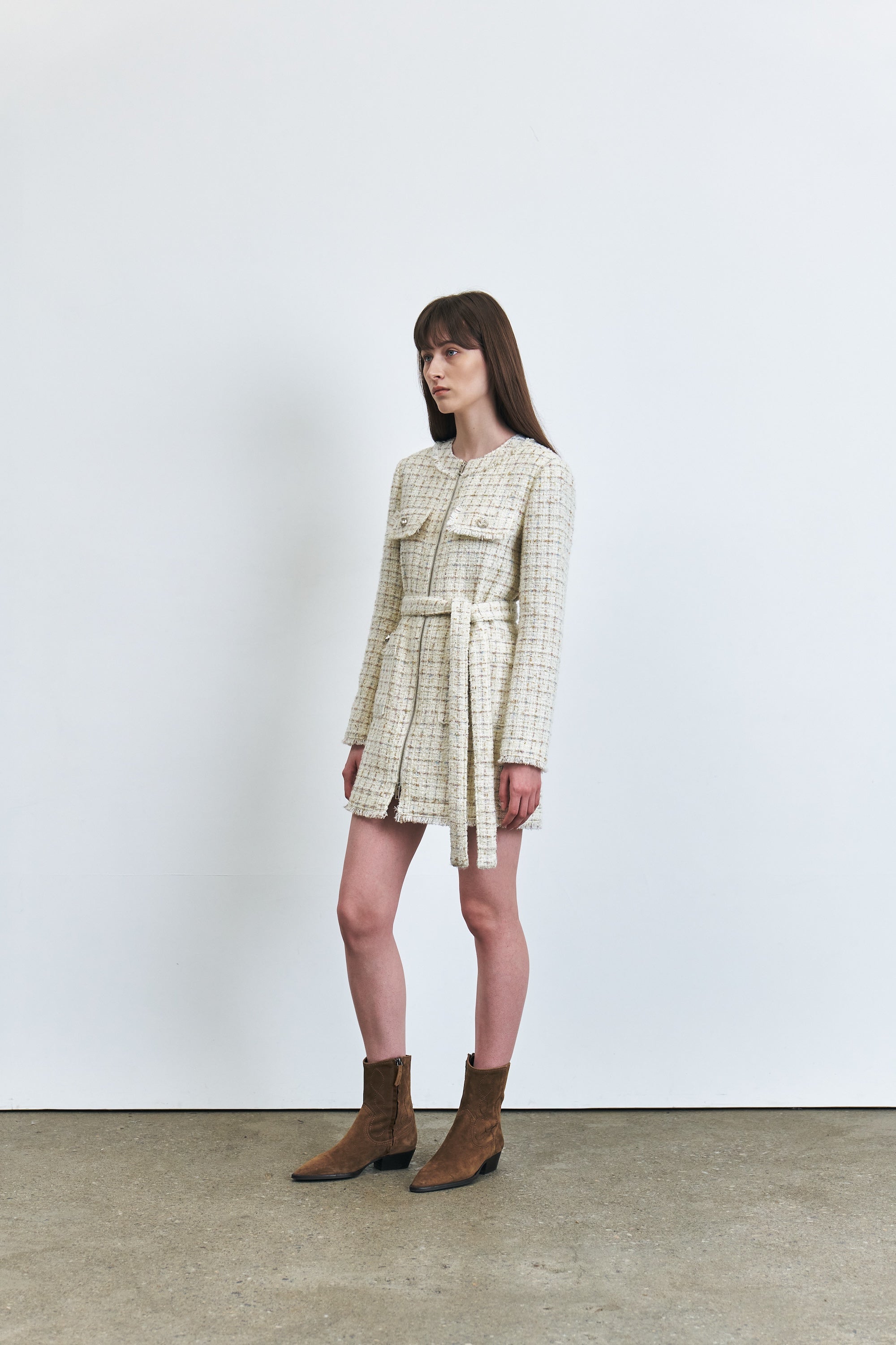 Tweed Zip-up Dress and Jacket