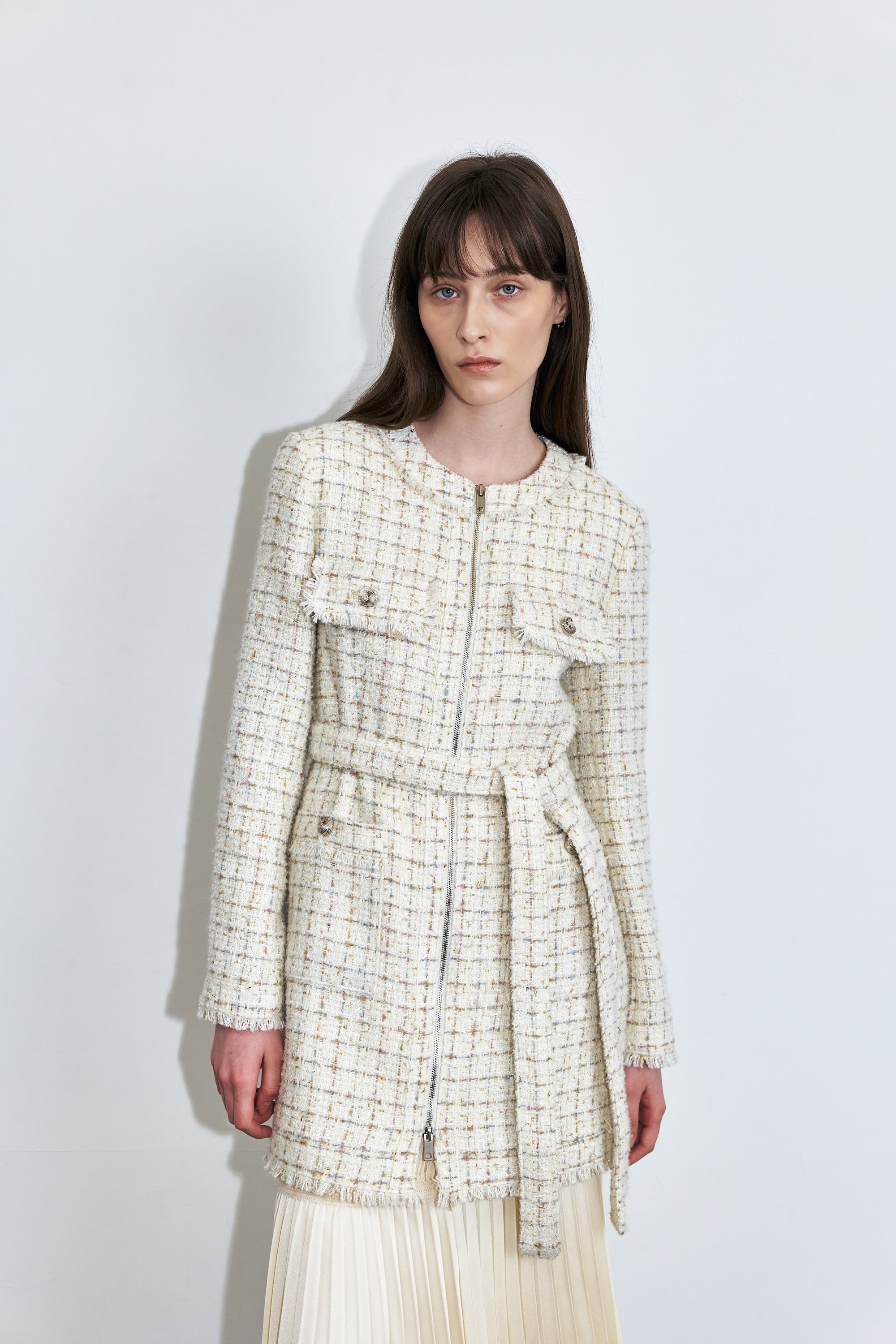 Tweed Zip-up Dress and Jacket