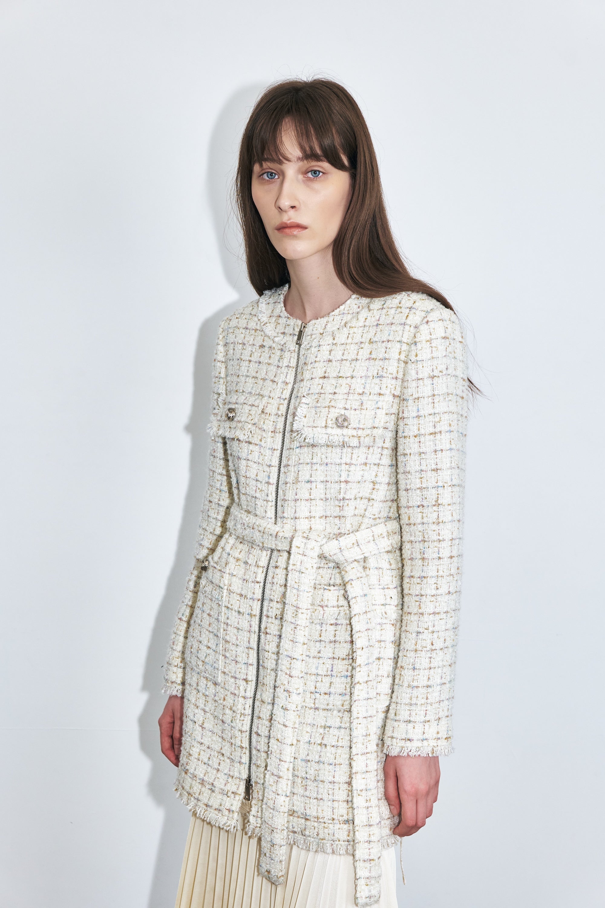 Tweed Zip-up Dress and Jacket