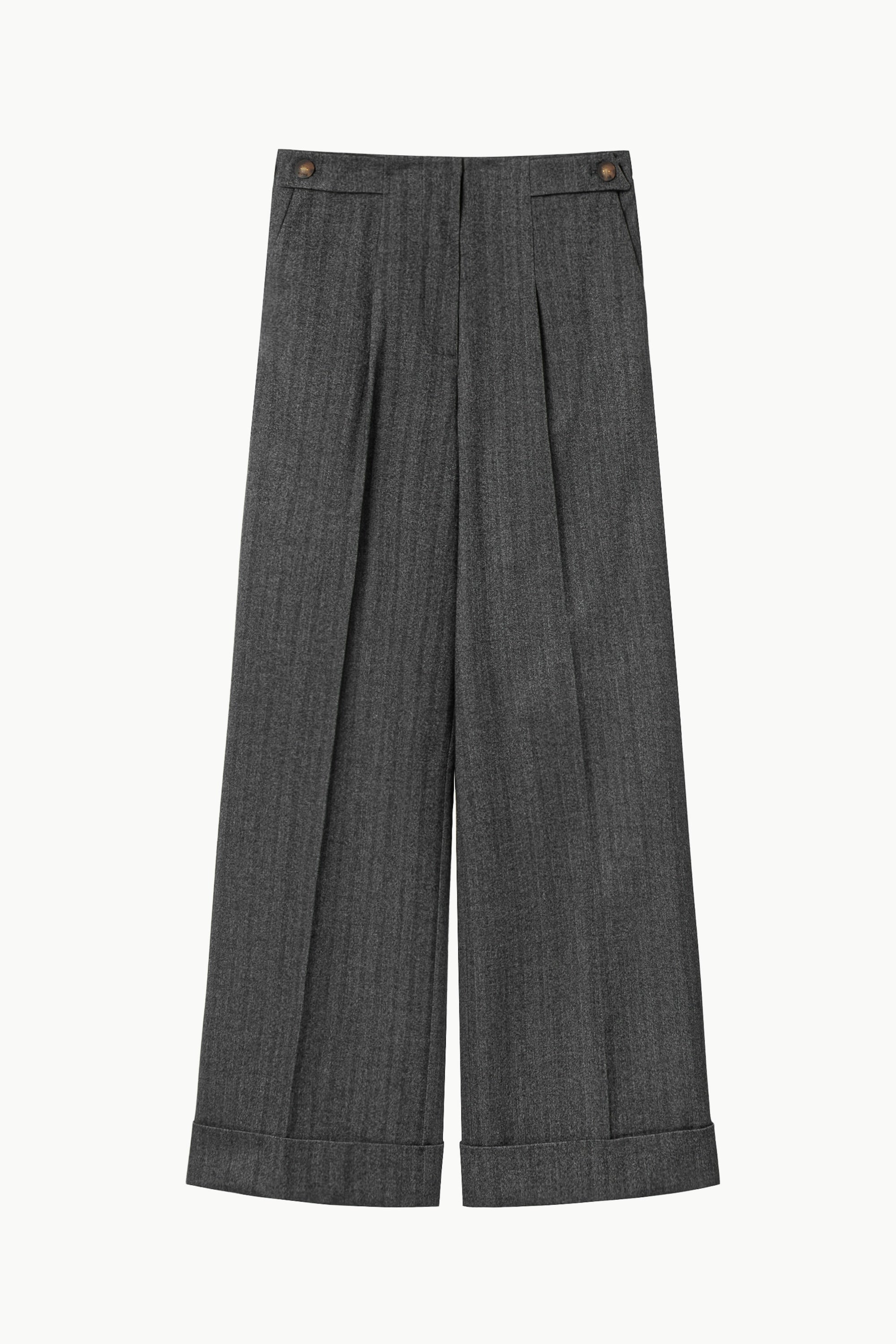 Wide Wool Turn-up Pants