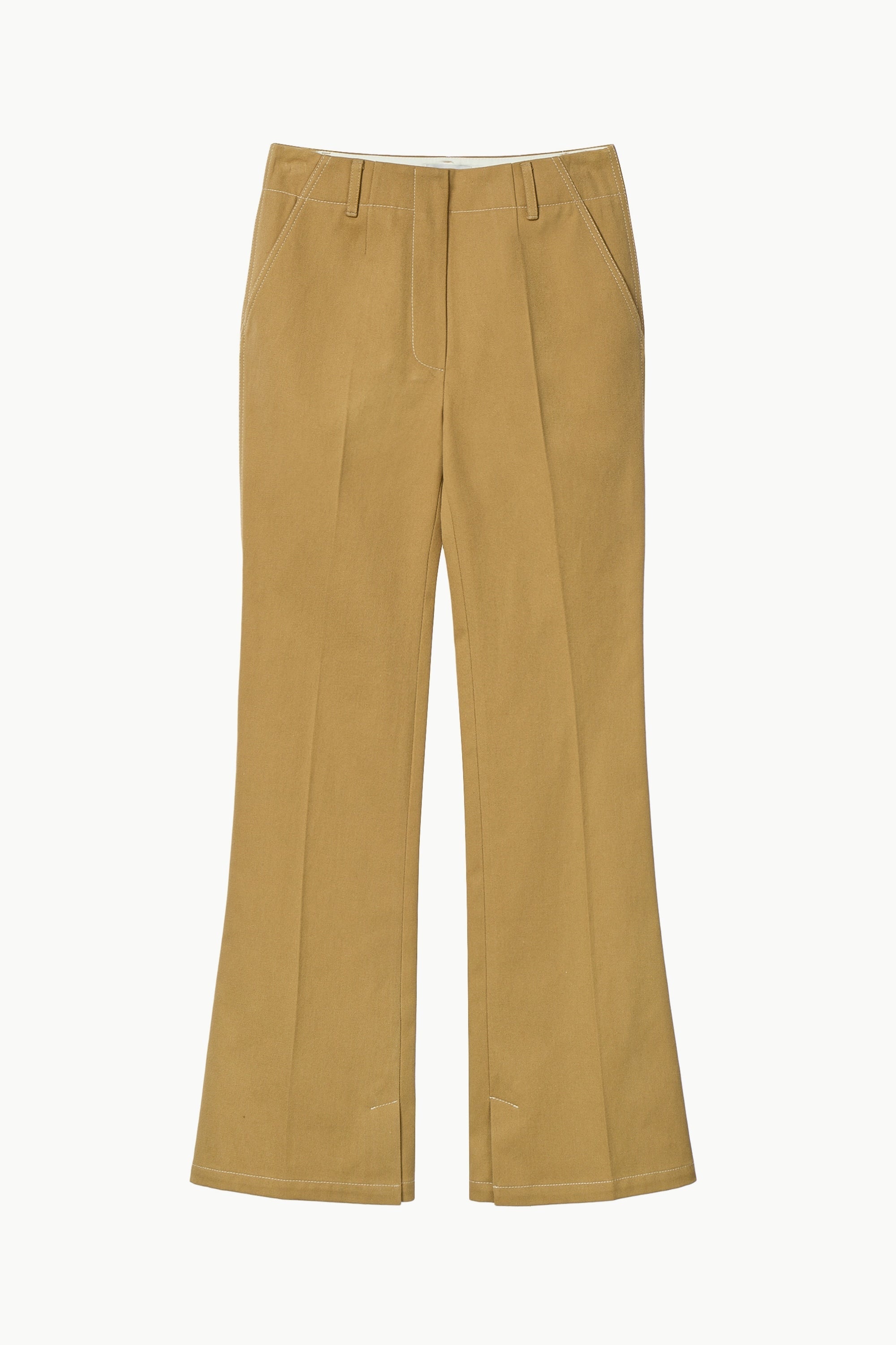 Pintucked Bootcut Slit Pants