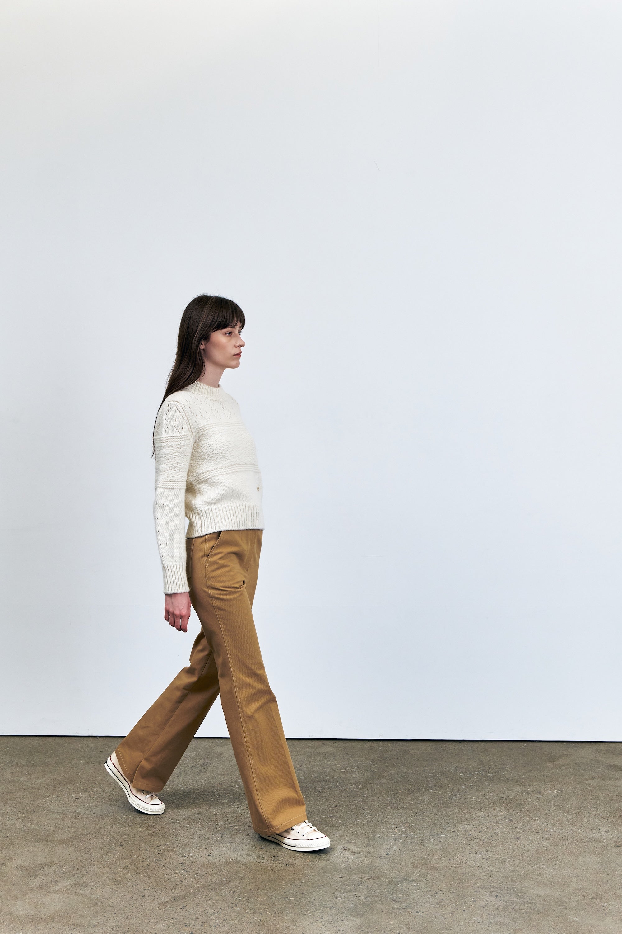 Pintucked Bootcut Slit Pants