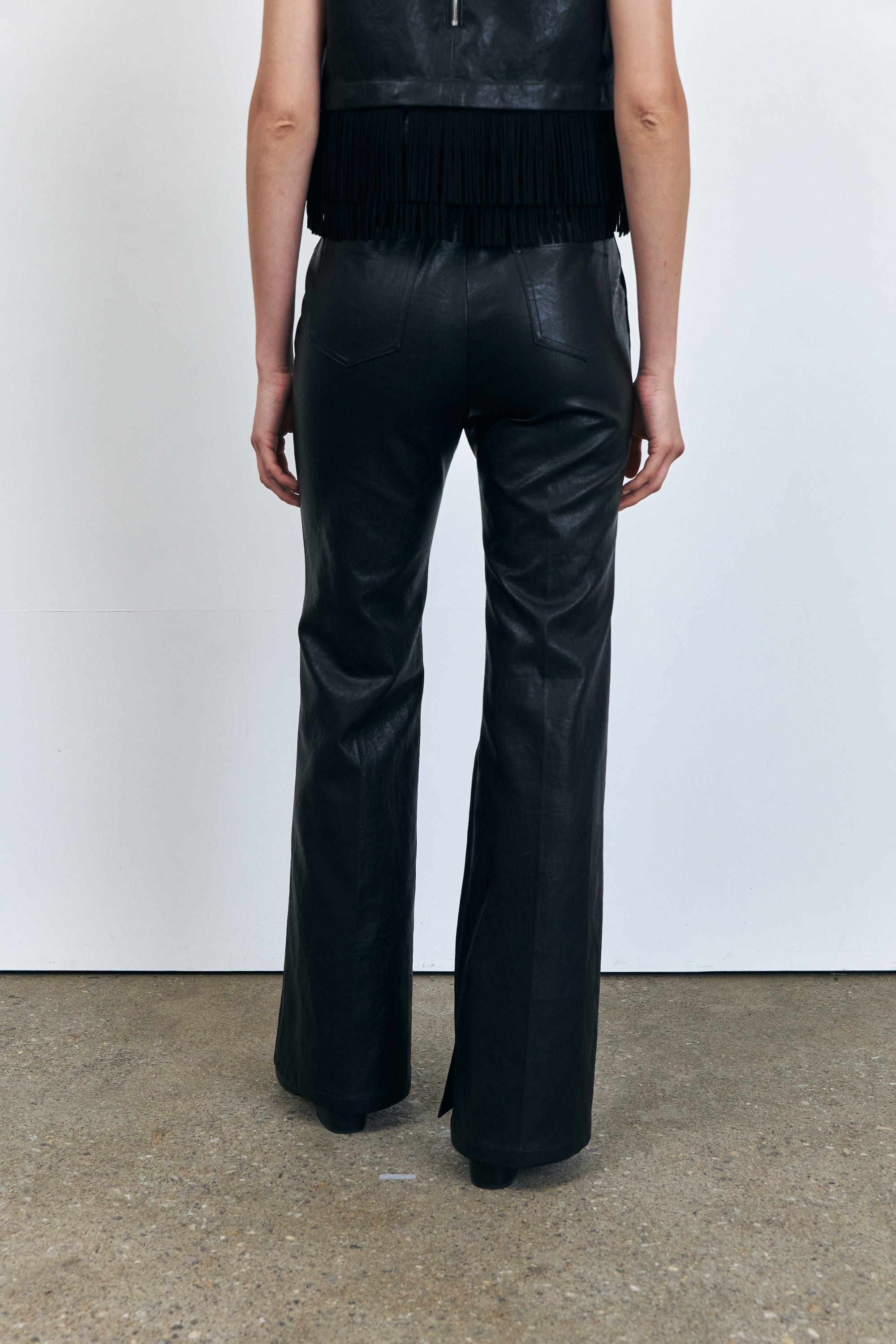 Pintucked Bootcut Slit Pants