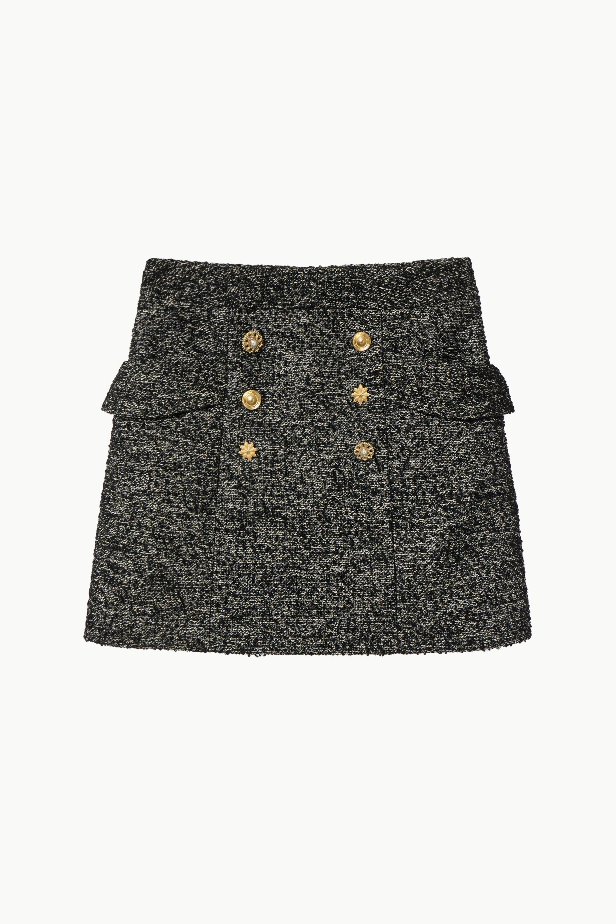 Tweed Button Mini Skirt