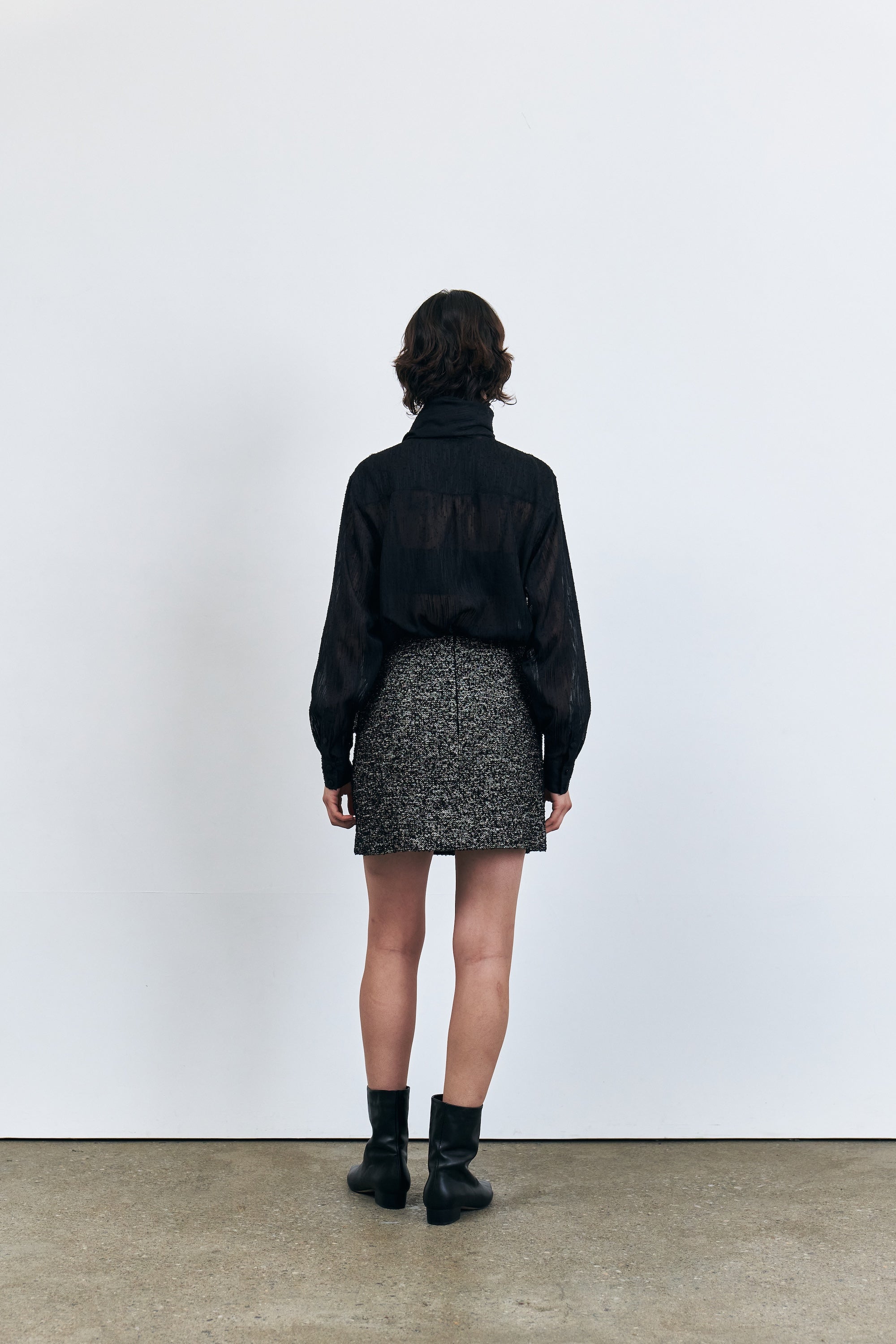 Tweed Button Mini Skirt