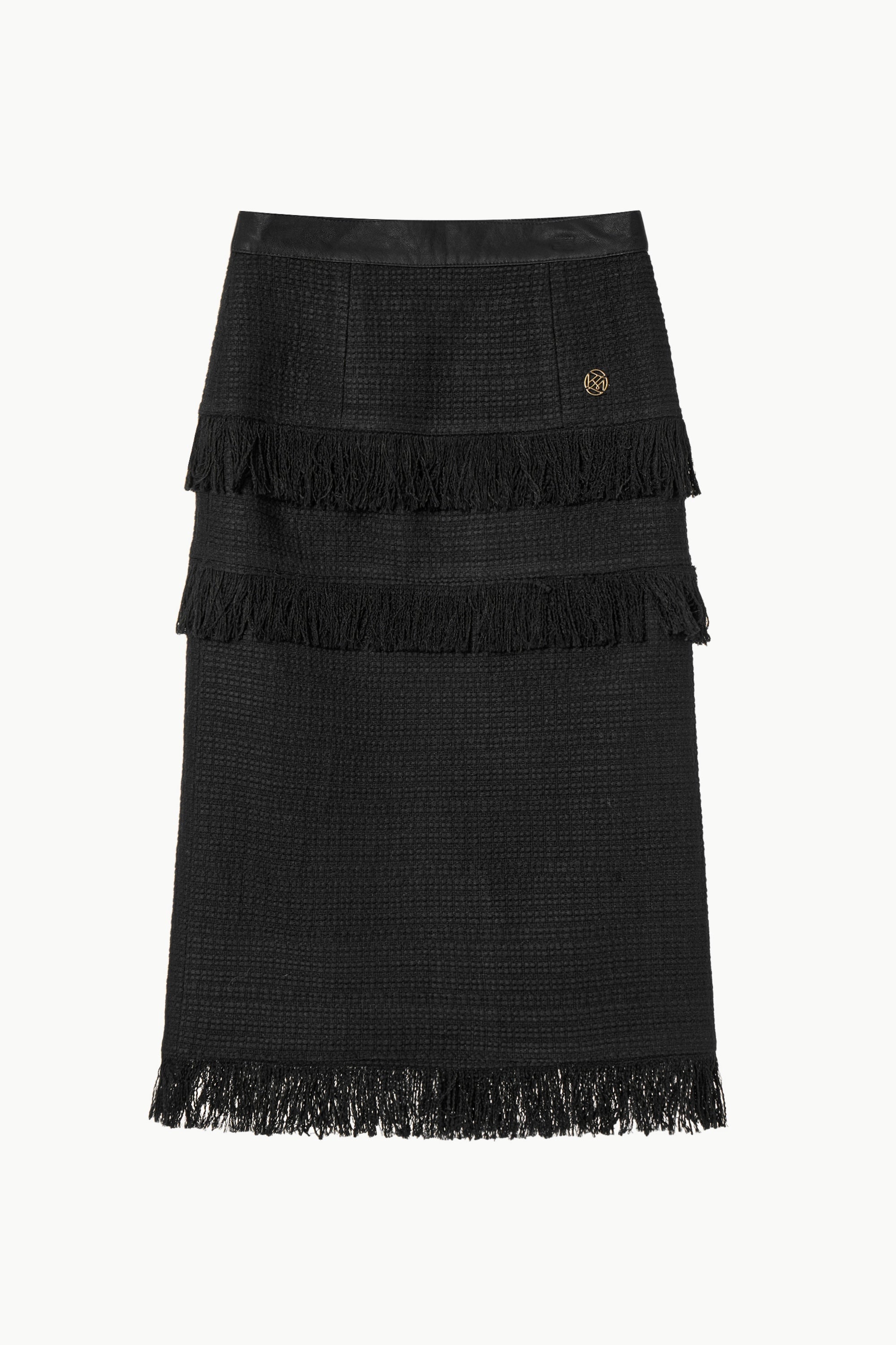 Tweed Fringe Midi Skirt