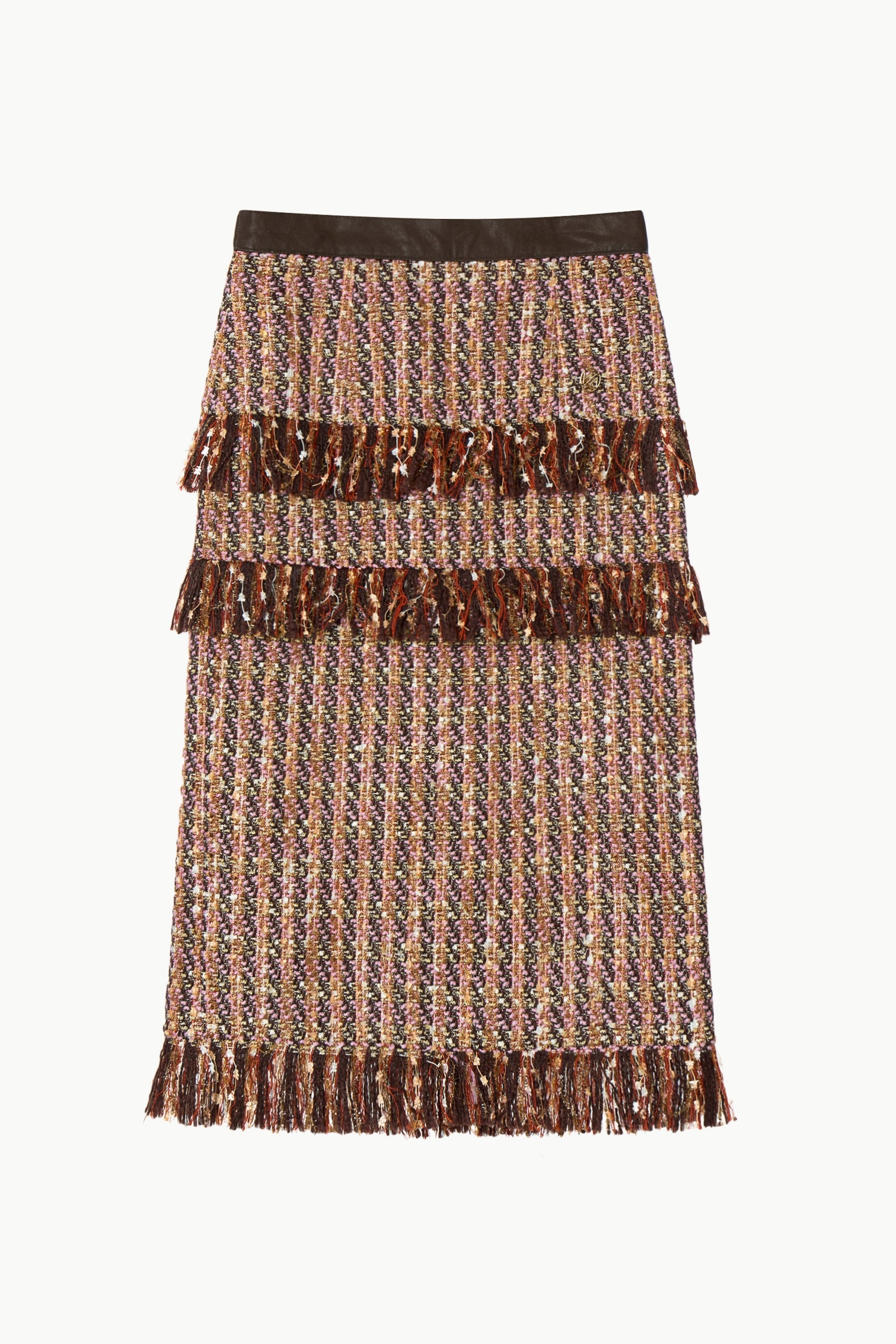 Tweed Fringe Midi Skirt