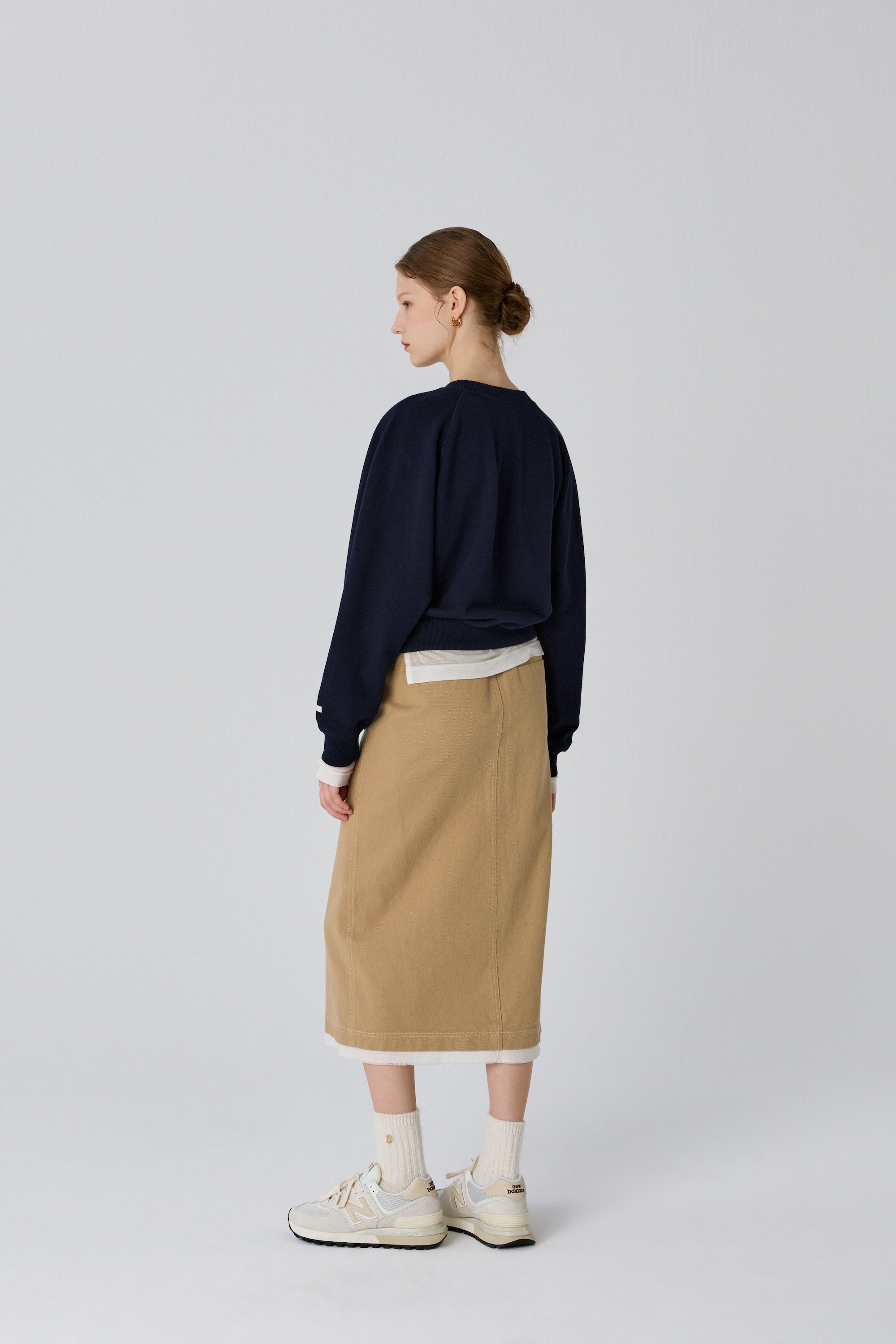 Frayed Lining H-line Stretch Skirt