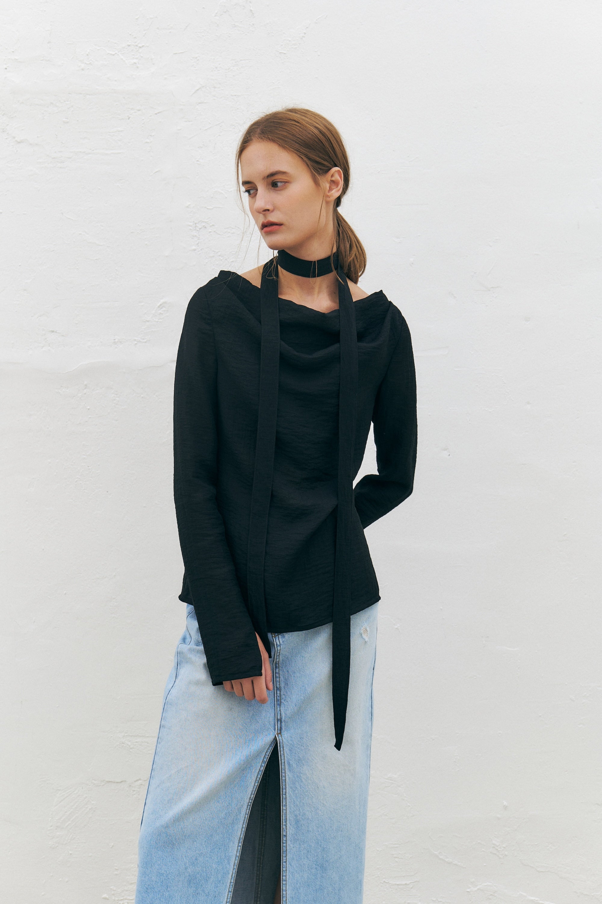 Tencel Cowl-Neck Blouse