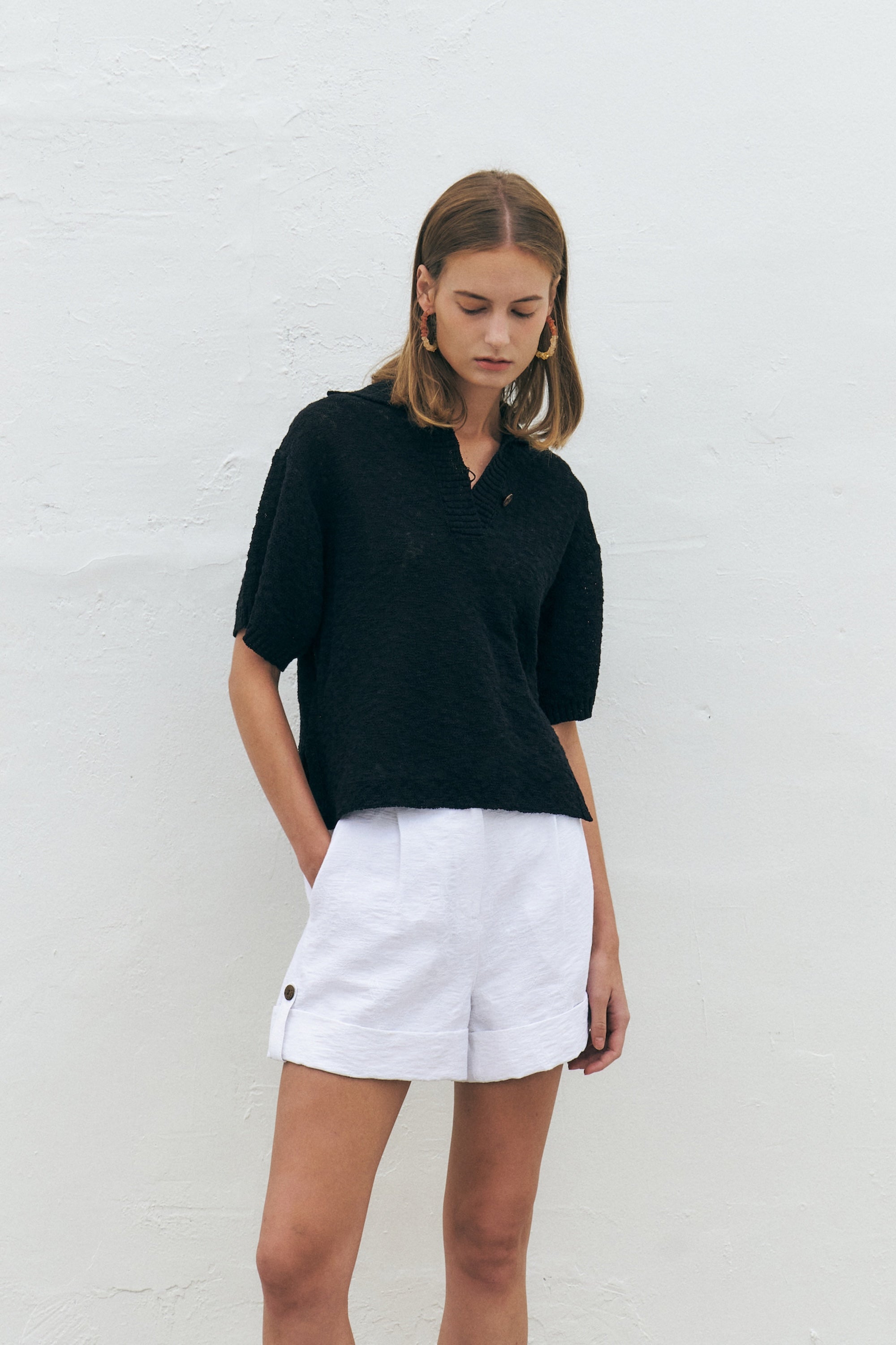 Slub Cotton Blend Sweater