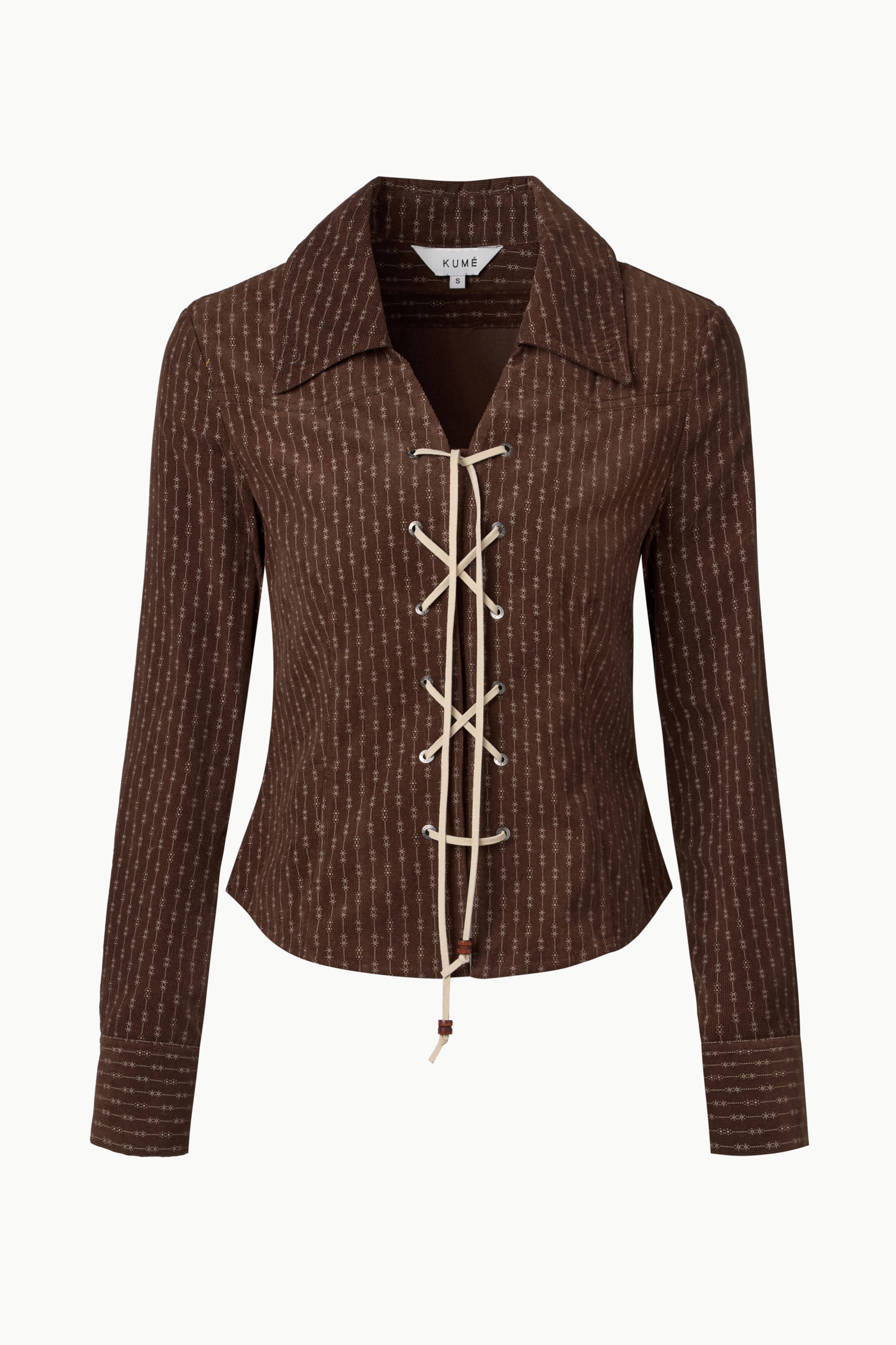 Patterned corduroy string blouse
