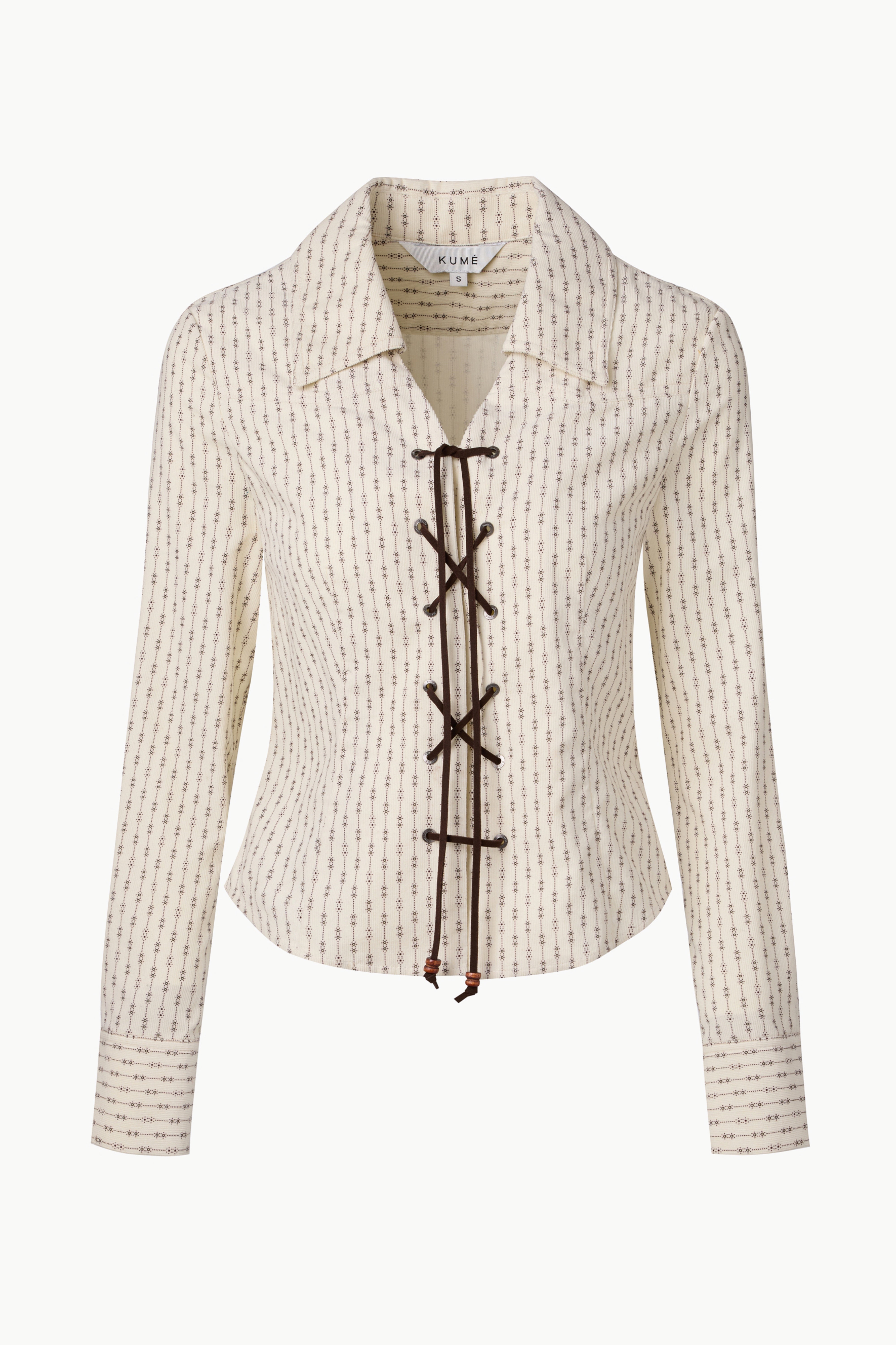 Patterned corduroy string blouse