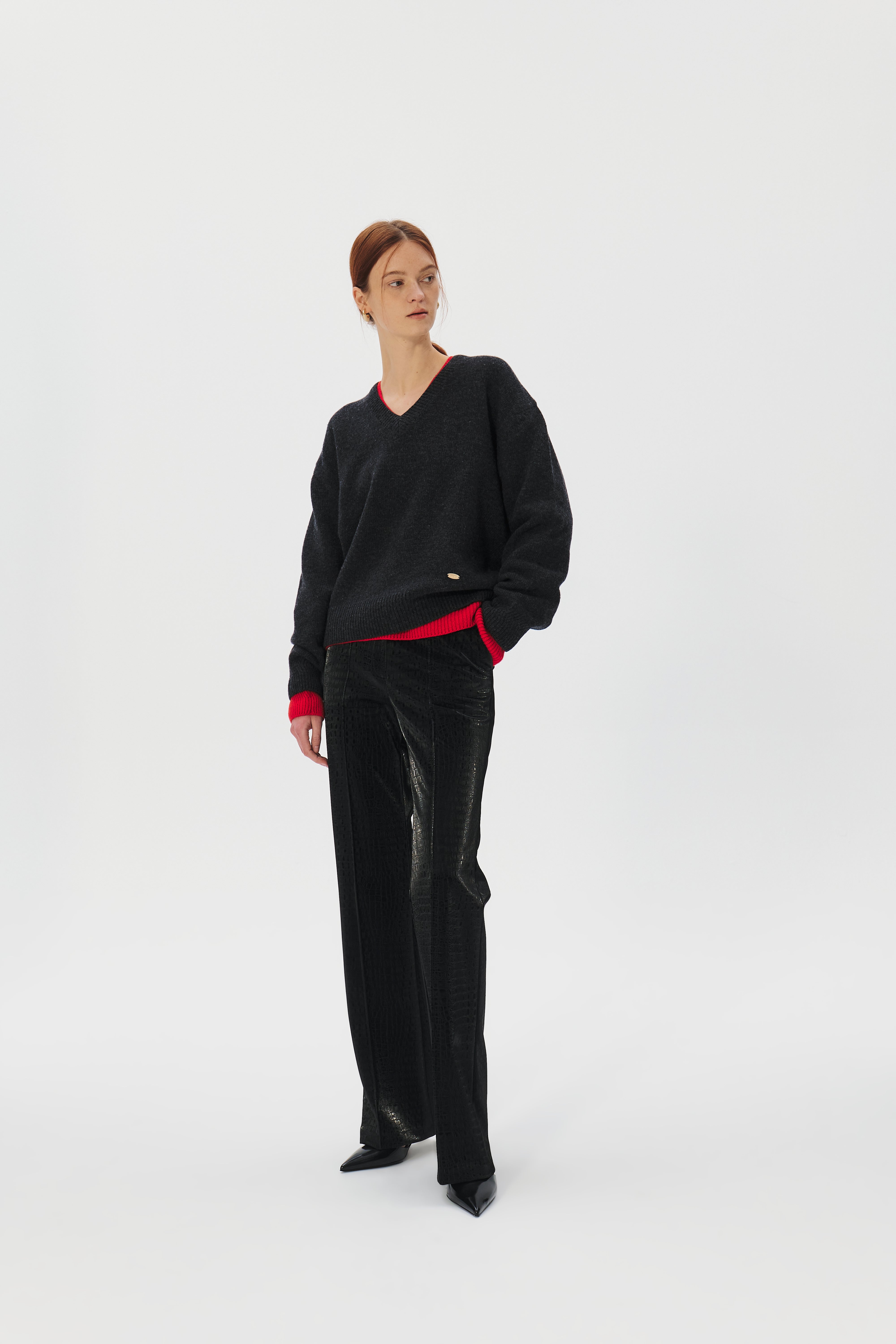 V-neck Superfine Merino Wool Sweater