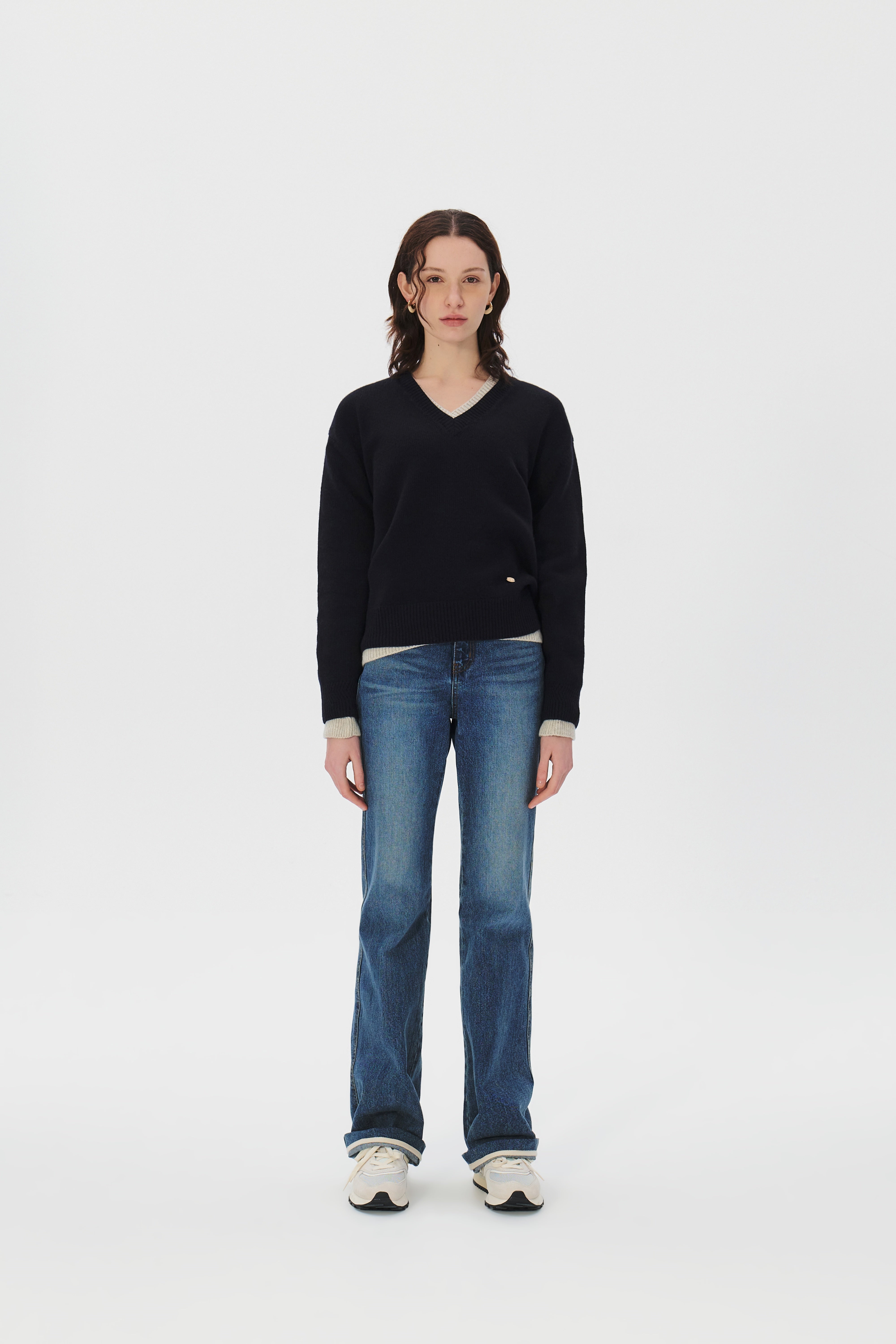 V-neck Superfine Merino Wool Sweater