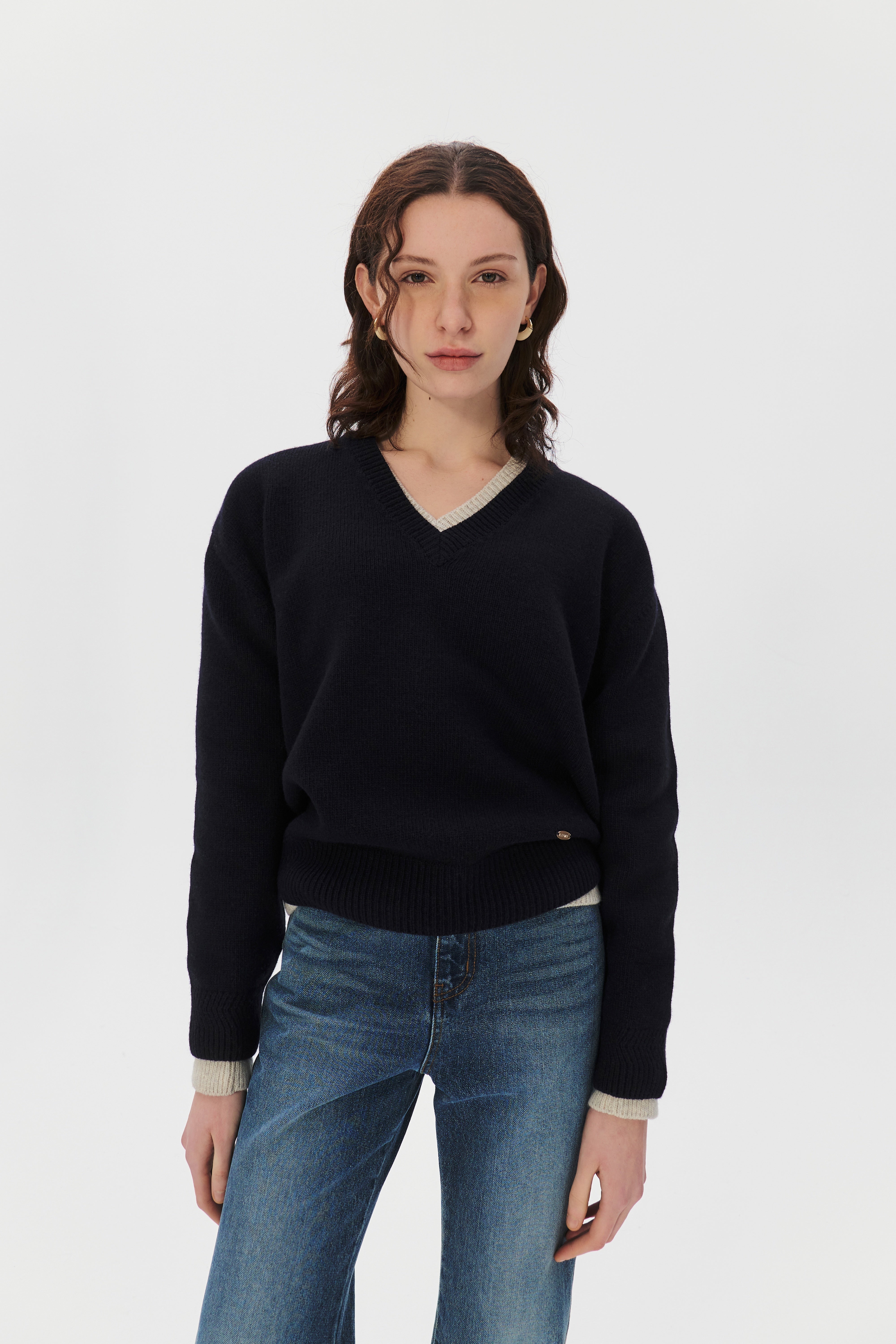 V-neck Superfine Merino Wool Sweater