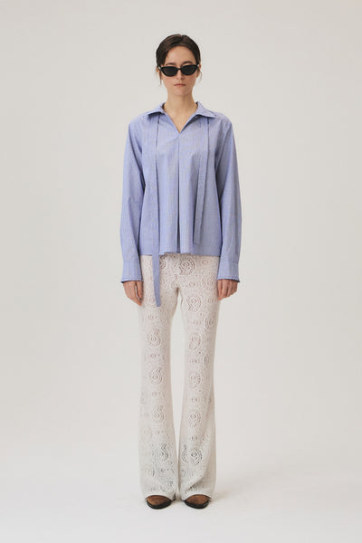 High-neck Ruffled Scarf Blouse