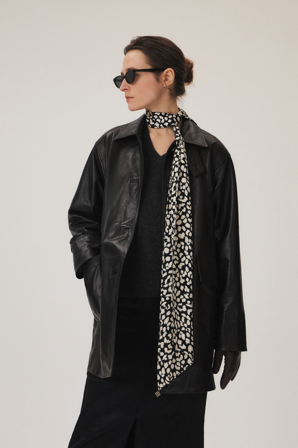 Patterned Skinny Silk Scarf