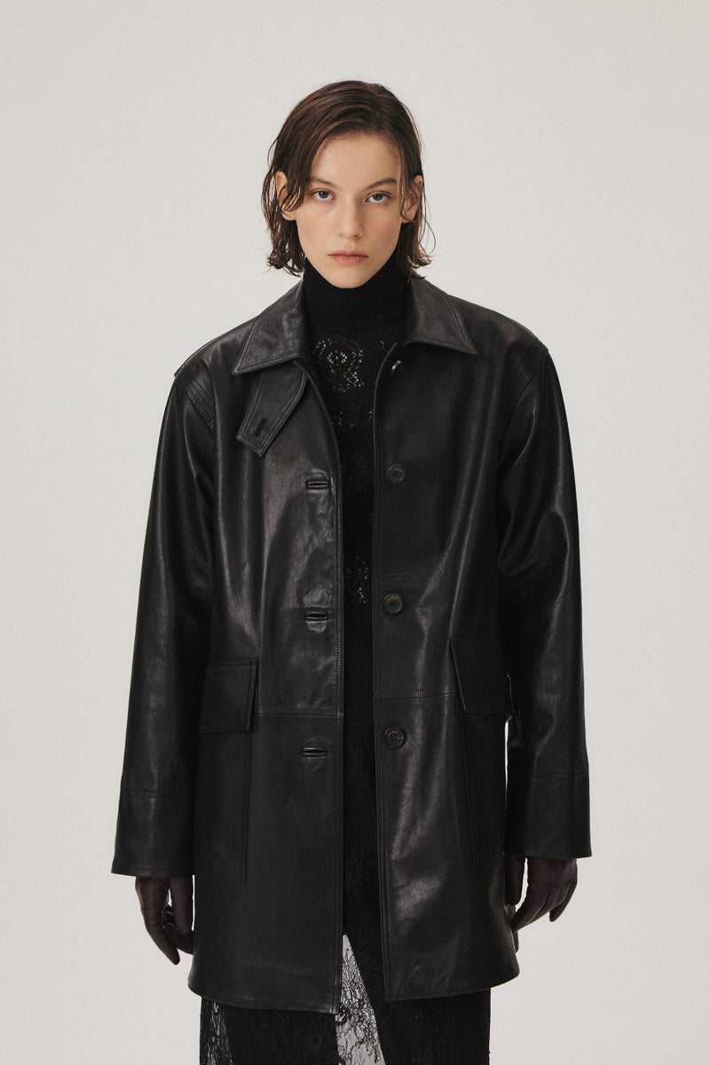 Napa Leather Half Coat first avenue de base レザーコート 牛革 XL 