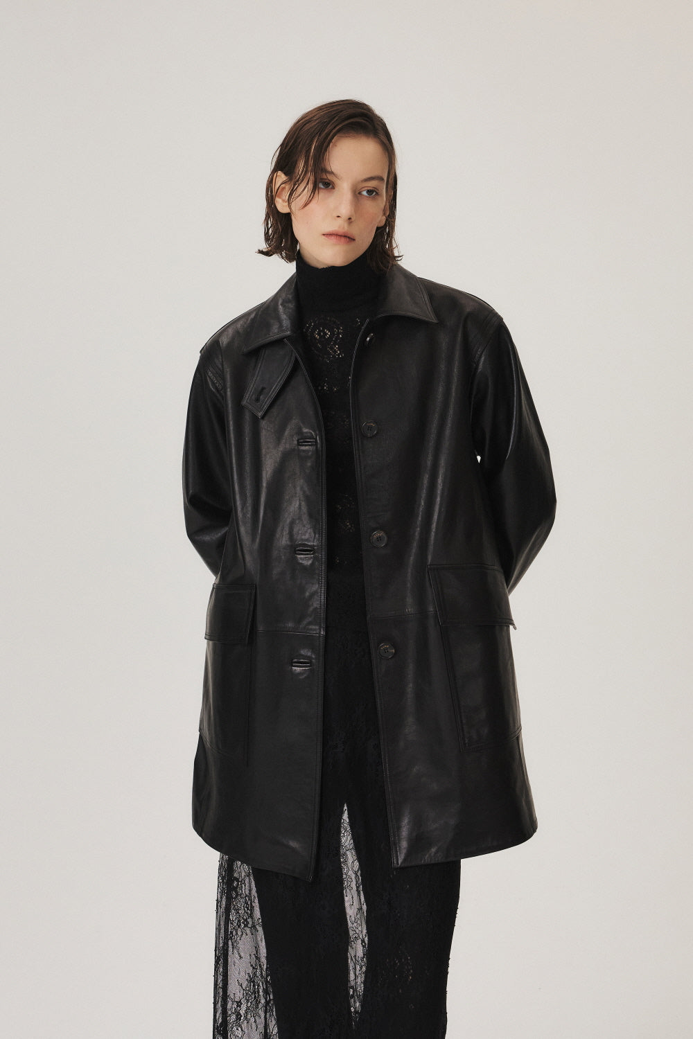 Napa Leather Half Coat