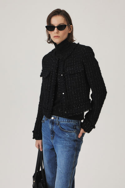 Wool Tweed Fringe Jacket