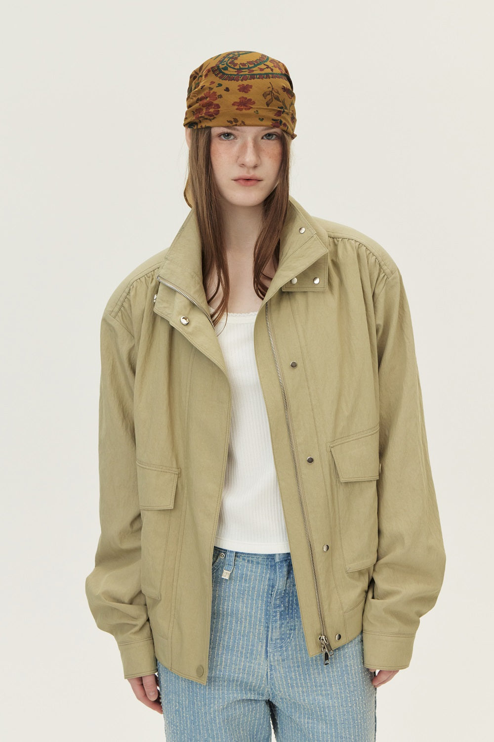 Lightweight Oversized Blouson, Olive