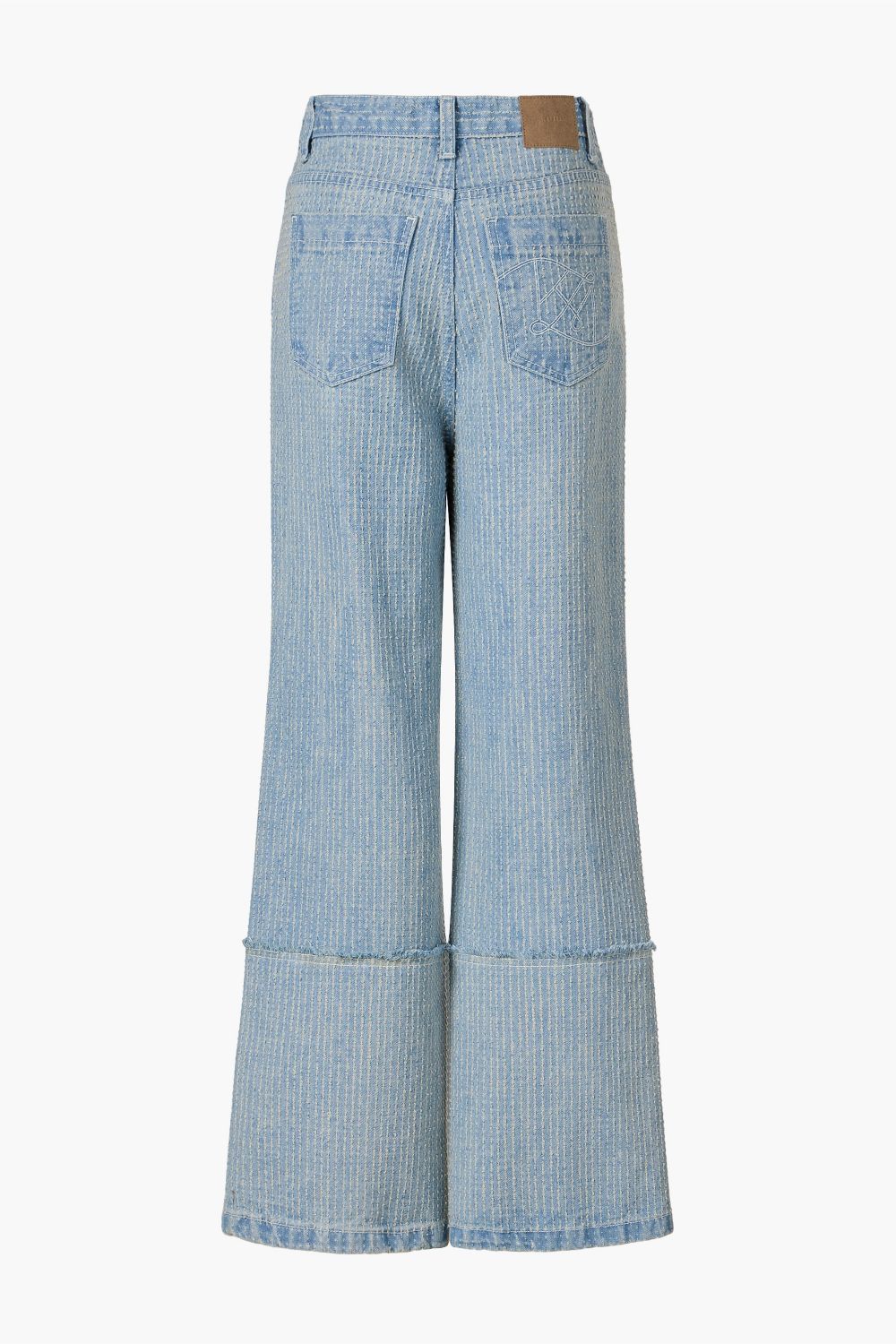 Punched Semi-wide Denim Pants, Light Blue