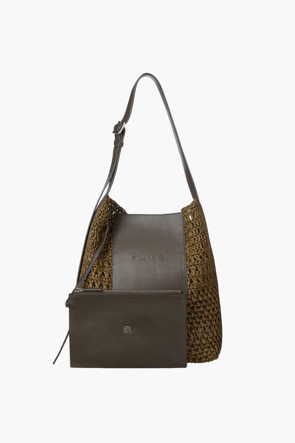 KUME Raffia Shoulder Bag, Khaki