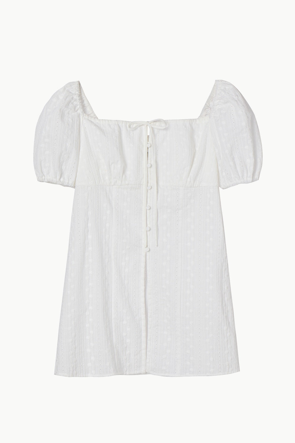 Eyelet Embroidered Puff Sleeve Blouse, Ivory