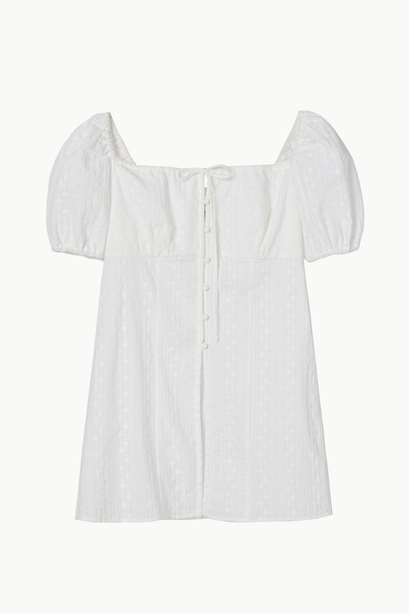Eyelet Embroidered Puff Sleeve Blouse, Ivory