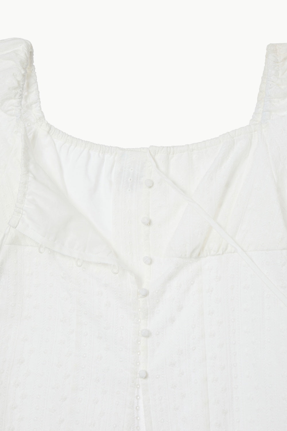 Eyelet Embroidered Puff Sleeve Blouse, Ivory