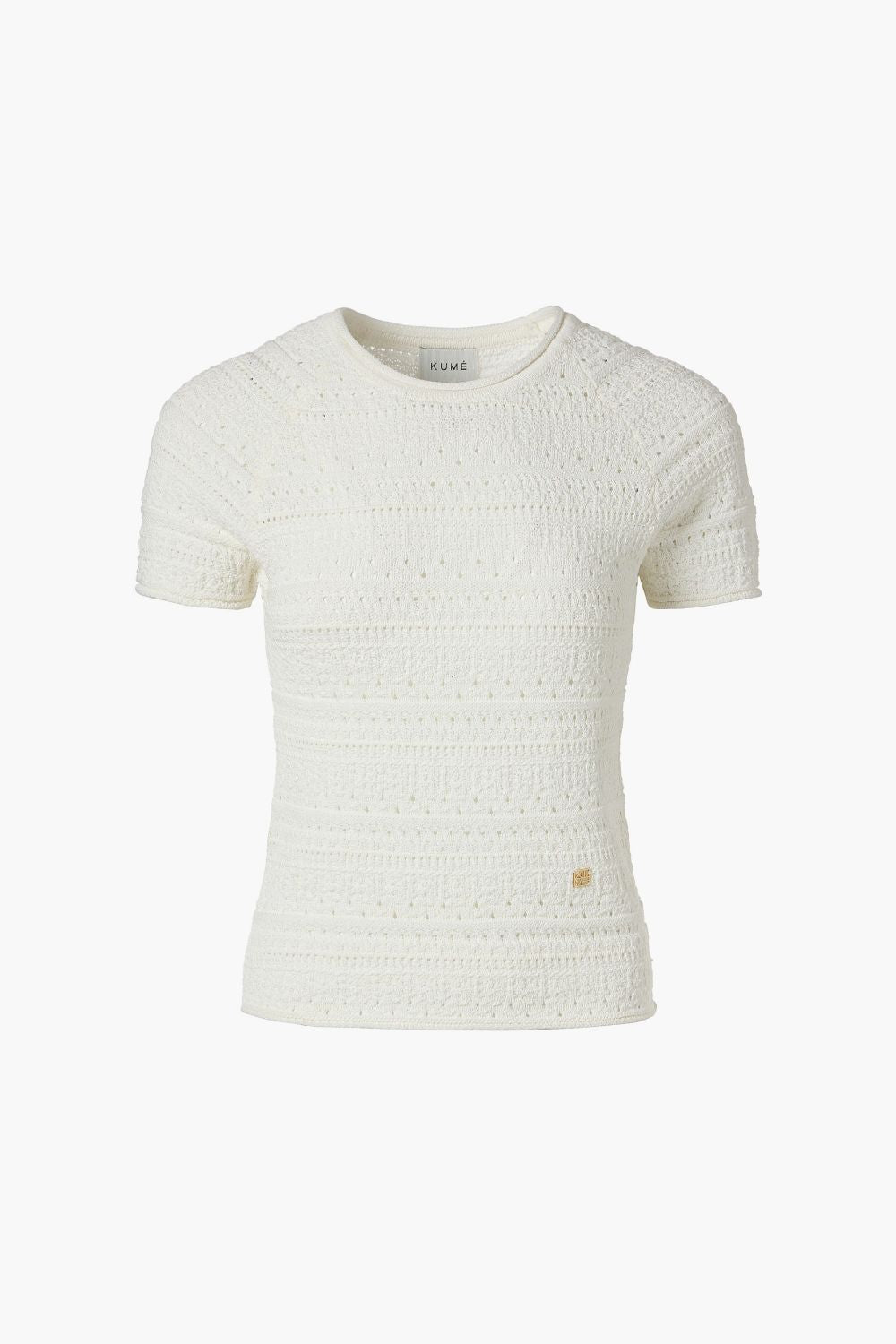 Crochet Short Sleeved Sweater, Ivory