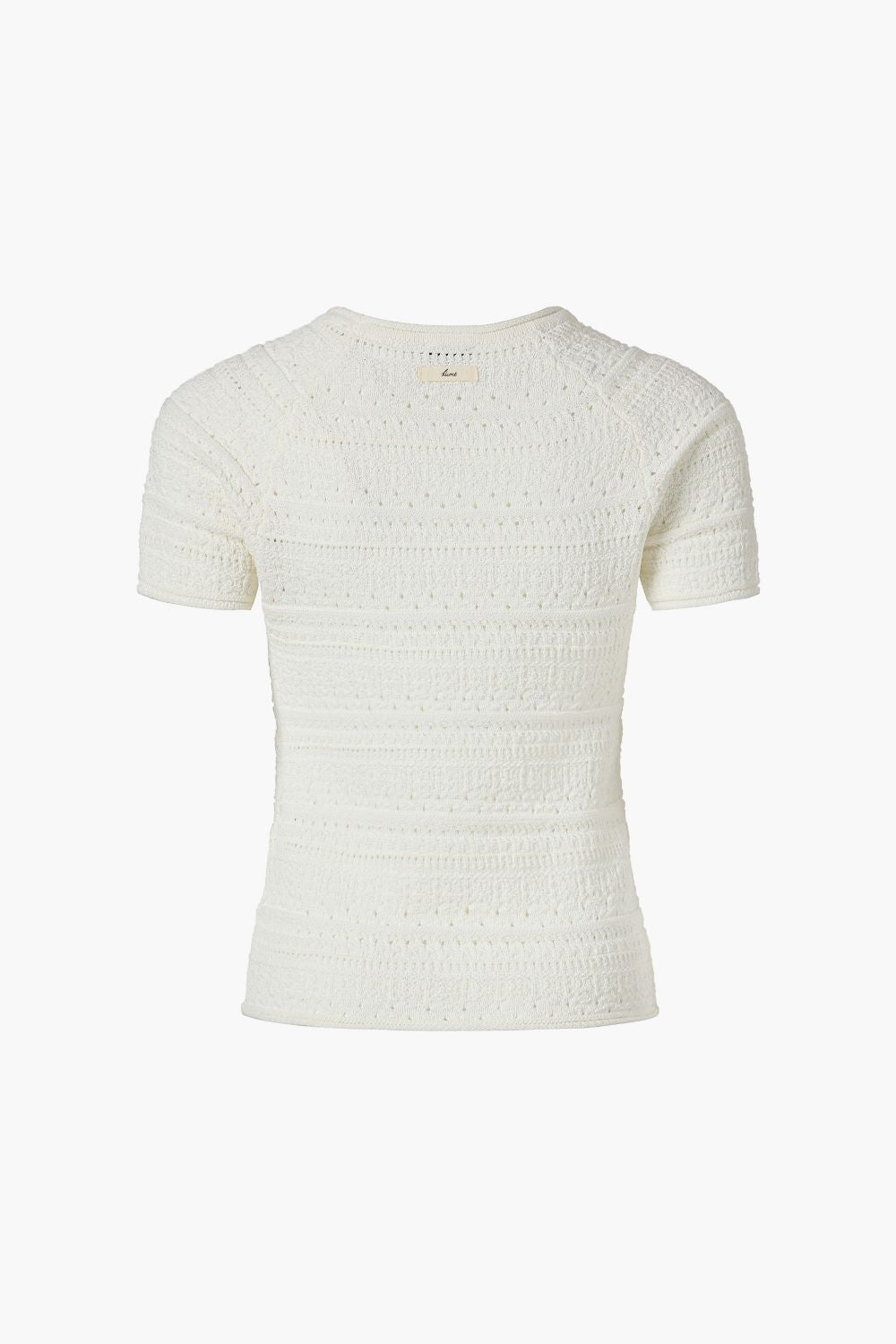 yumi　Tニット Ｍ Crochet Short Sleeved Sweater, Ivory