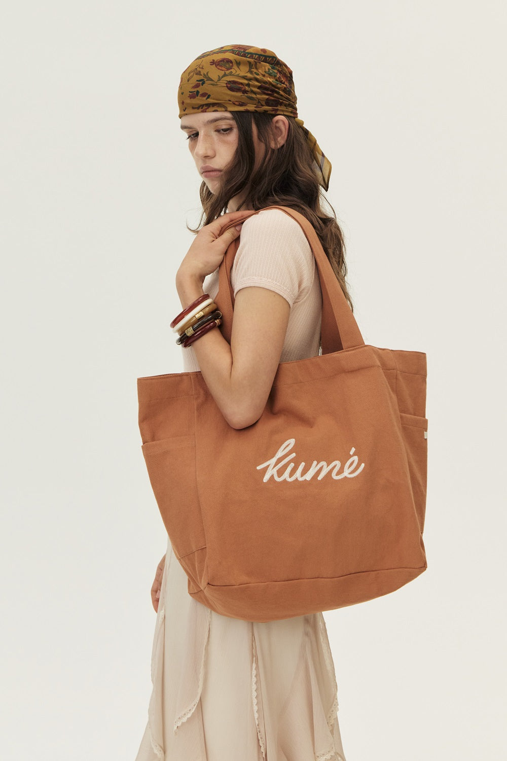 Logo Embroidered Canvas Bag, Orange