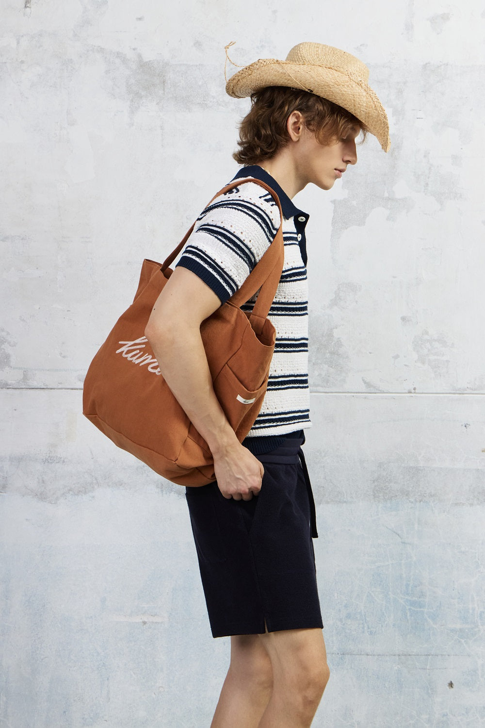Logo Embroidered Canvas Bag, Orange