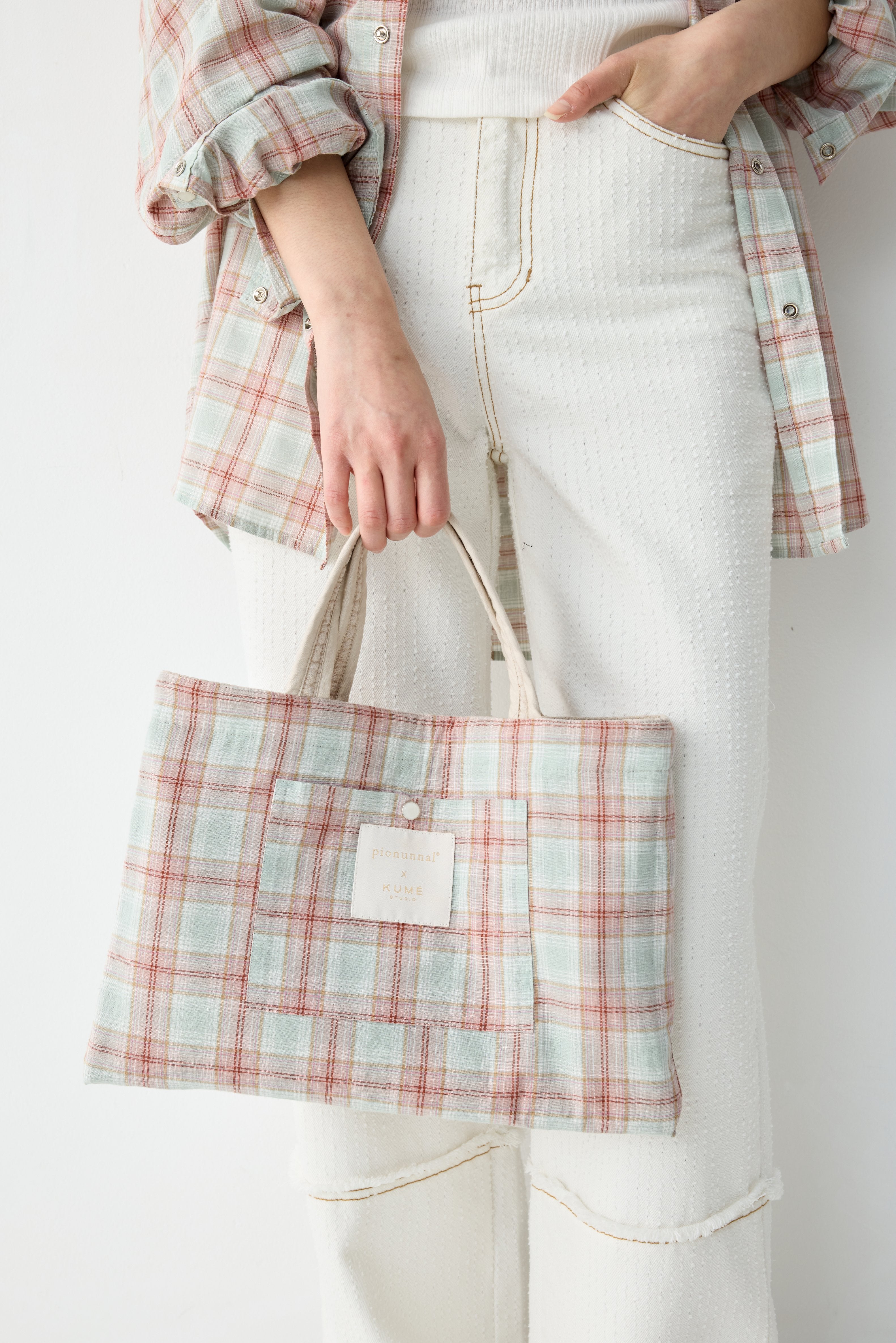 PIonunnal x KUME Milk Reversible Checkered Bag